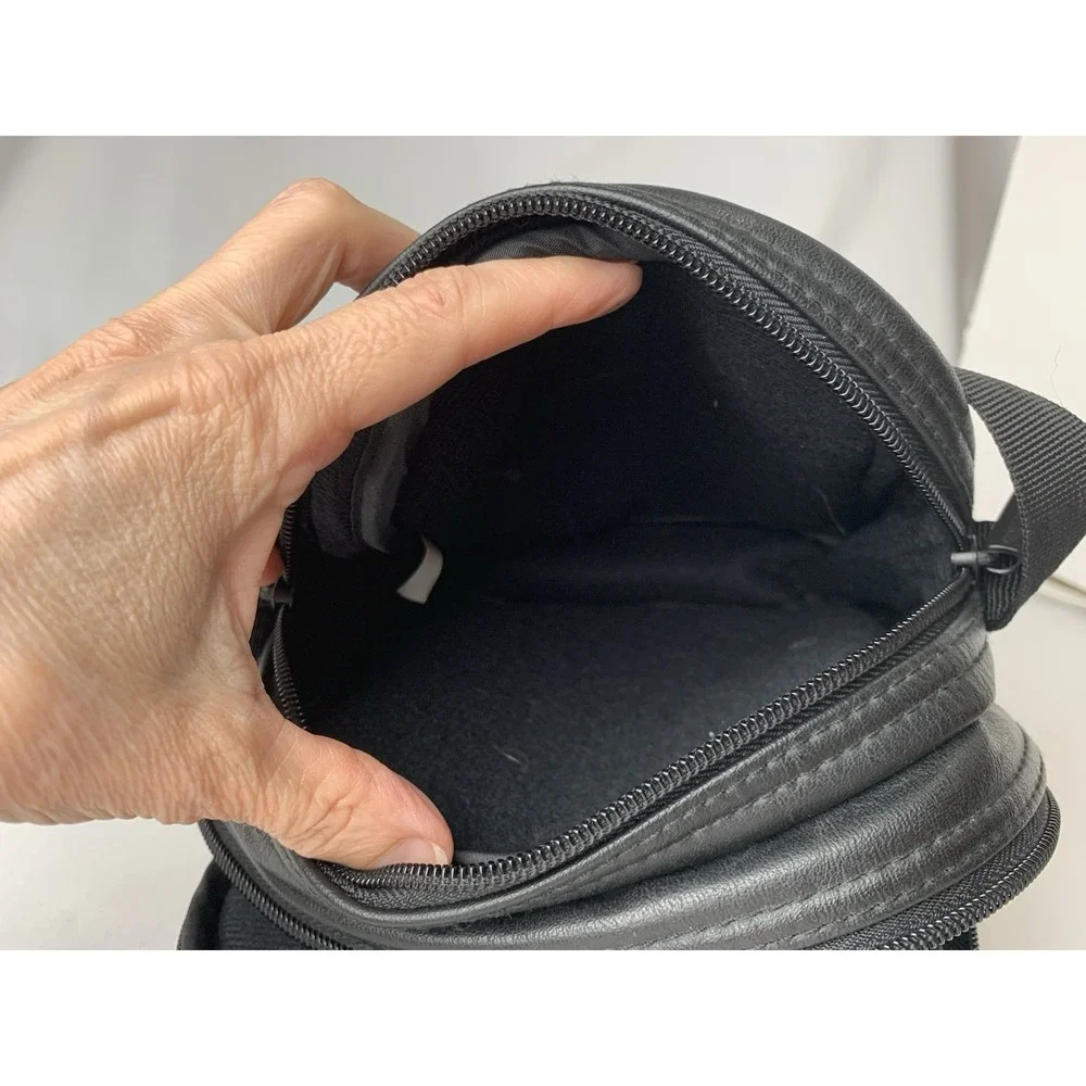 Case Logic Bag Faux Leather For Camera CD Player Walkman Carry Travel Zip Soft
